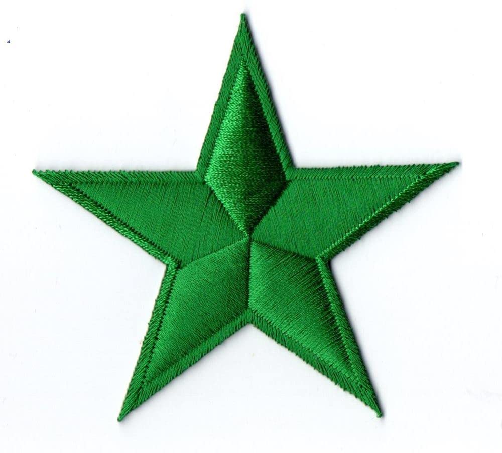 First Anything Star Color Green Iron On Patch Embroidered for Hat Shirt Jacket Clothing Backpacks Jeans Cap Size About 3.20x3.50 Inch A352