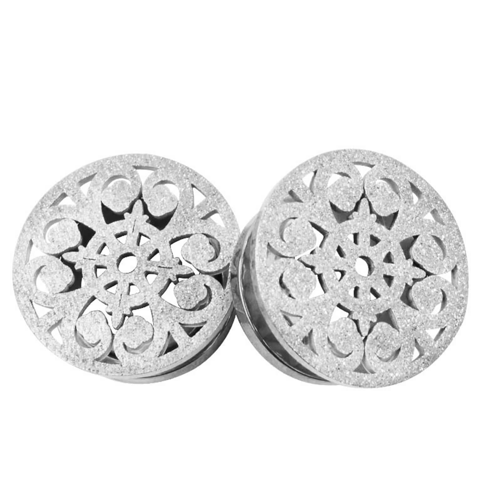 Daesar Ohr Tunnel Piercing Edelstahl, Plugs 6-16MM Blume mit Schraubverschluss Tunnel Ohrringe Ohr Expander Set