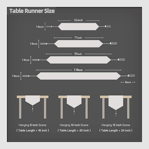 Miniatura 7 de Camino de mesa de lino sintético con borlas, impermeable, brillante, para fiestas, hogar, decoración de mesa, cumpleaños, boda, despedida de