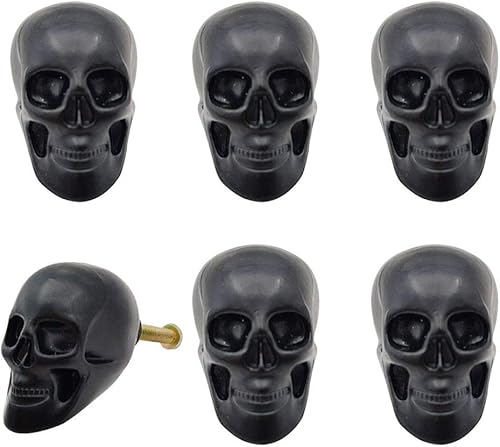 brandname Perillas de esqueleto de calavera negra, 6 piezas de manija de un solo agujero para cajones, armarios, estanterías, aparadores, armarios, disponible en Yaxa Colombia