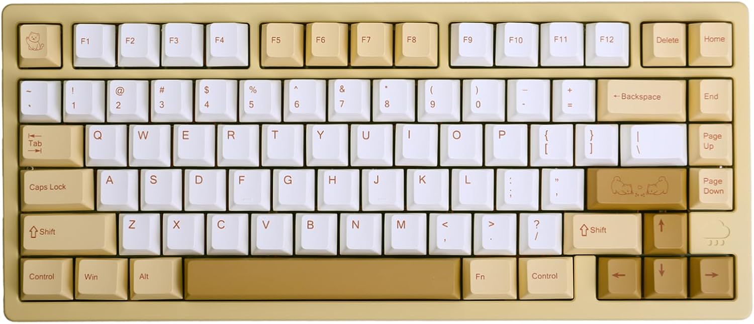 Cute Shiba Inu PBT Keycaps Set - Cherry Profile Animal Dog Keycaps for 60/65/75% Gaming Keyboard, No Backlight, Custom with Key Puller