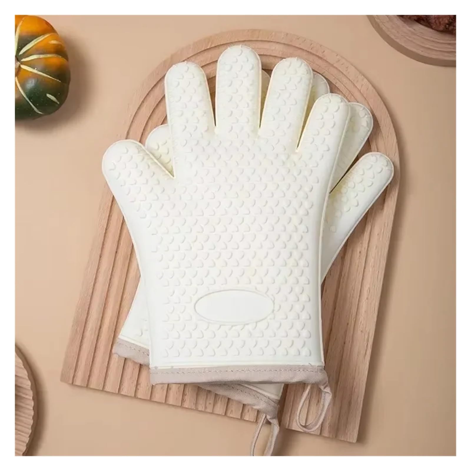 Guanto da cucina silicone cotone, guanto forno antiscivolo a cinque dita | 1 pezzo coprimano per forno e microonde, per pasticcerie, pizzerie, panifici e hot pot(WSB0173021)