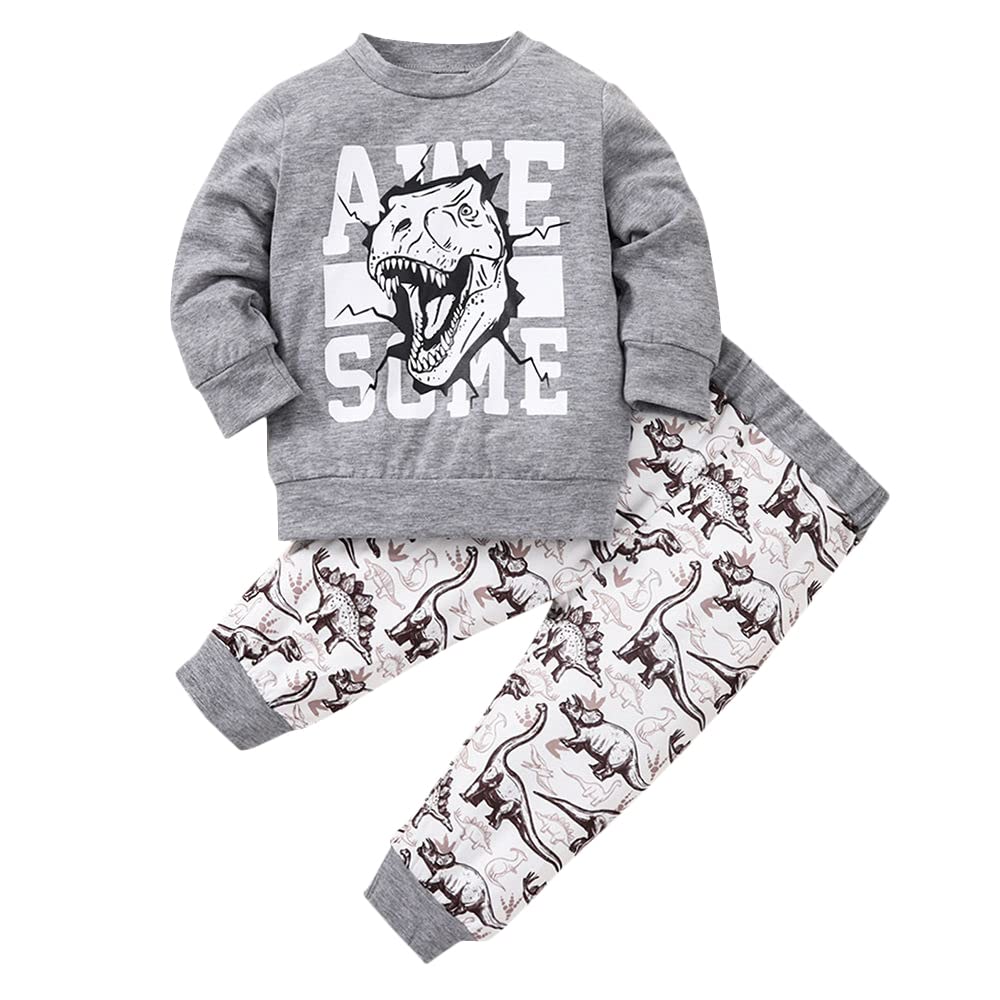 HopscotchBoys Cotton And Polyester Text Print Sweatshirt and Jogger Set in Gray Color