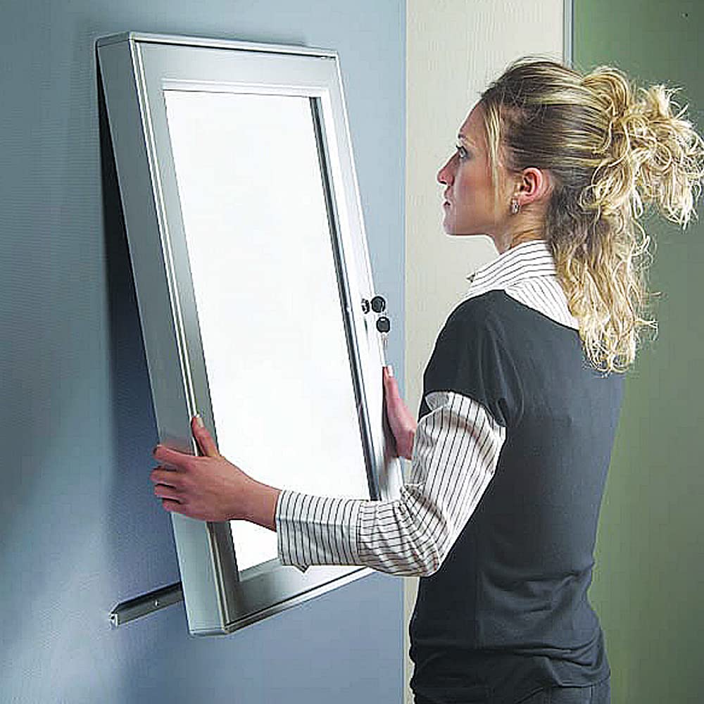 DisplayLager - Magnetischer Schaukasten 6xA4 m. Verschluss, für Whiteboard Marker geeignet, inkl. Magnete, Aufhängeprofil, Befestigungsmaterial, Schlüsselsatz
