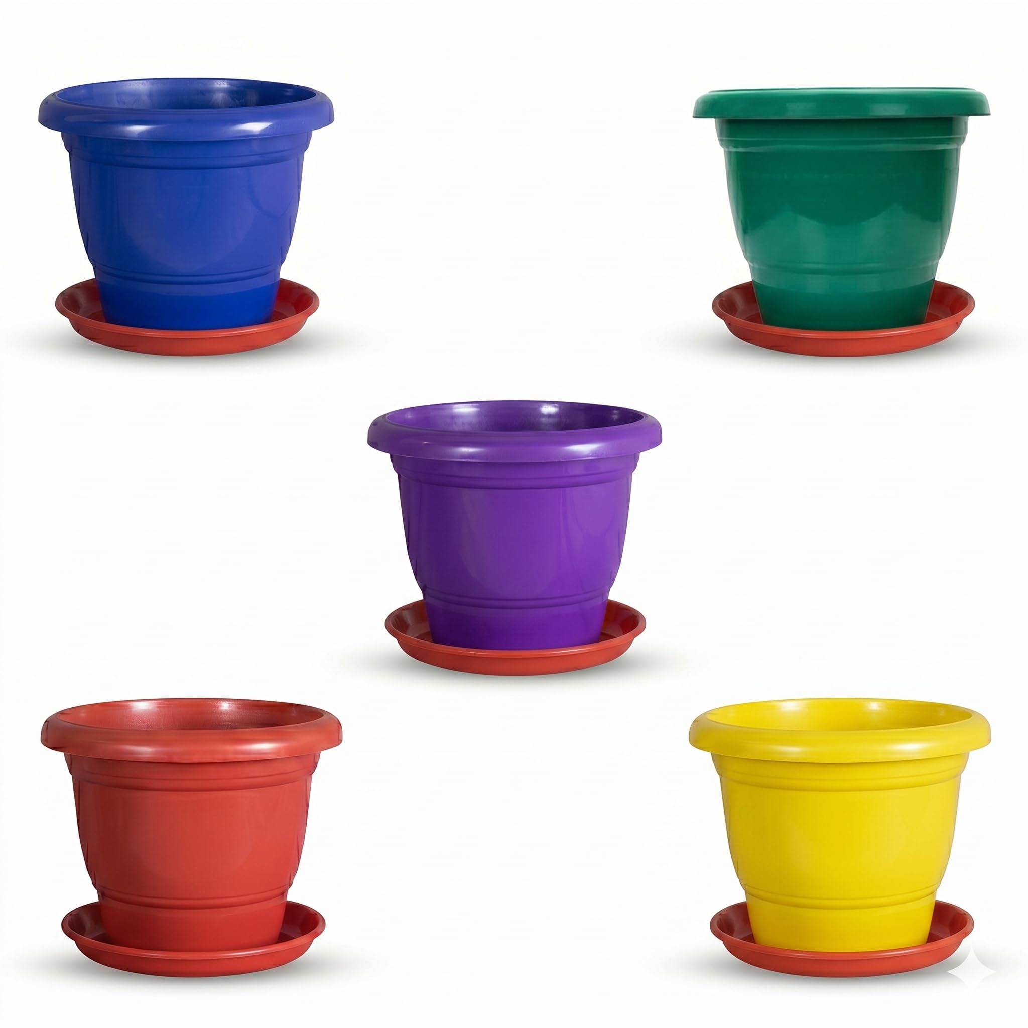 Premium Deluxe Plastic Flower Pots Planter Gamla with Bottam Plate for Home Garden & Balcony-Durable Planters for Indoor/Outdoor Plants for Flowers, Vegetables (10 inch, 5, Multicolour)-image-29