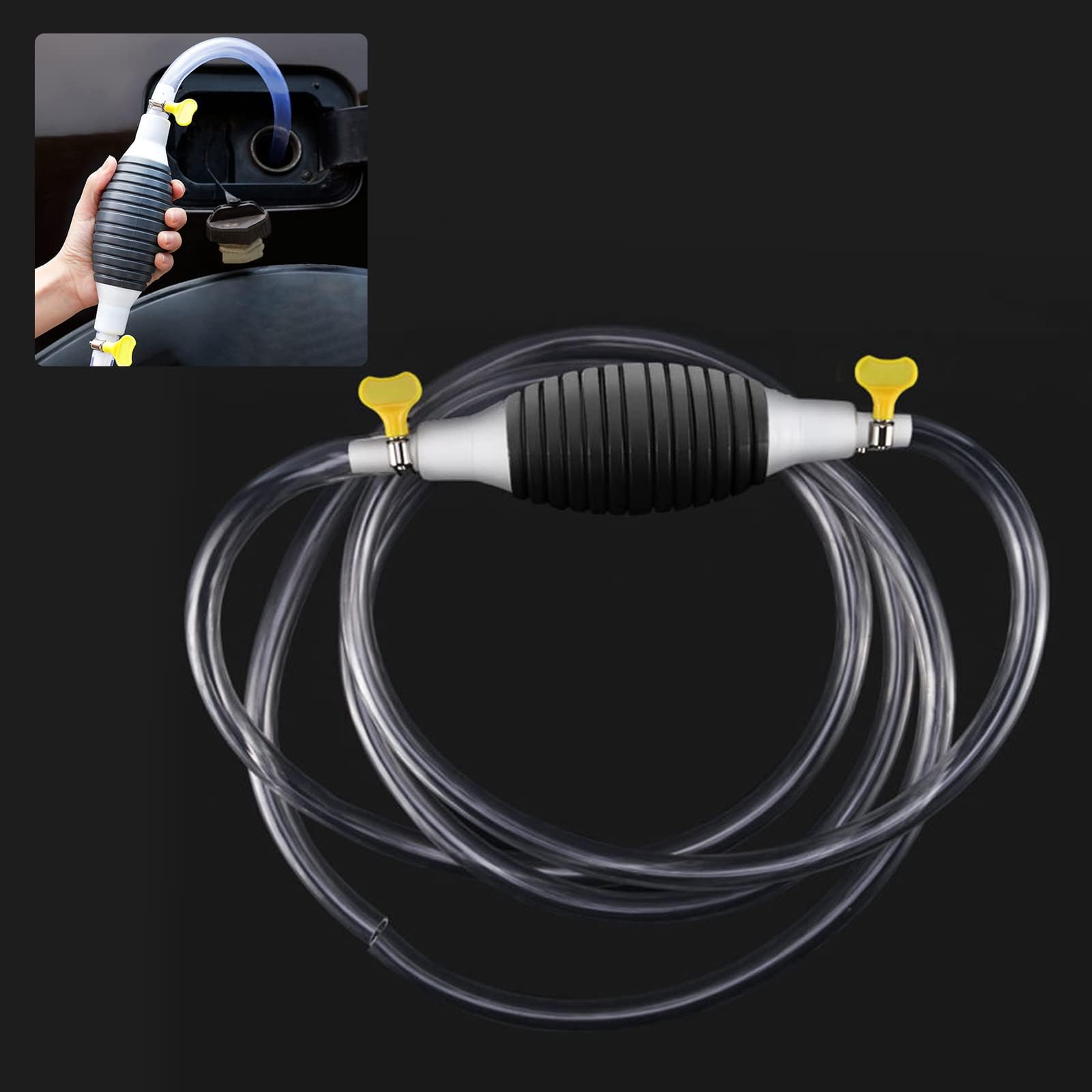 jeseny 1 Piece Gasoline PVC Siphone Hose, 118In/3M Portable Manual Oil Suction Pump, Car Fuel Transfer Pump Artifacts, for Gasoline Fuel Gasoline Diesel Liquid Water Fish Tank Siphon Pump (White)