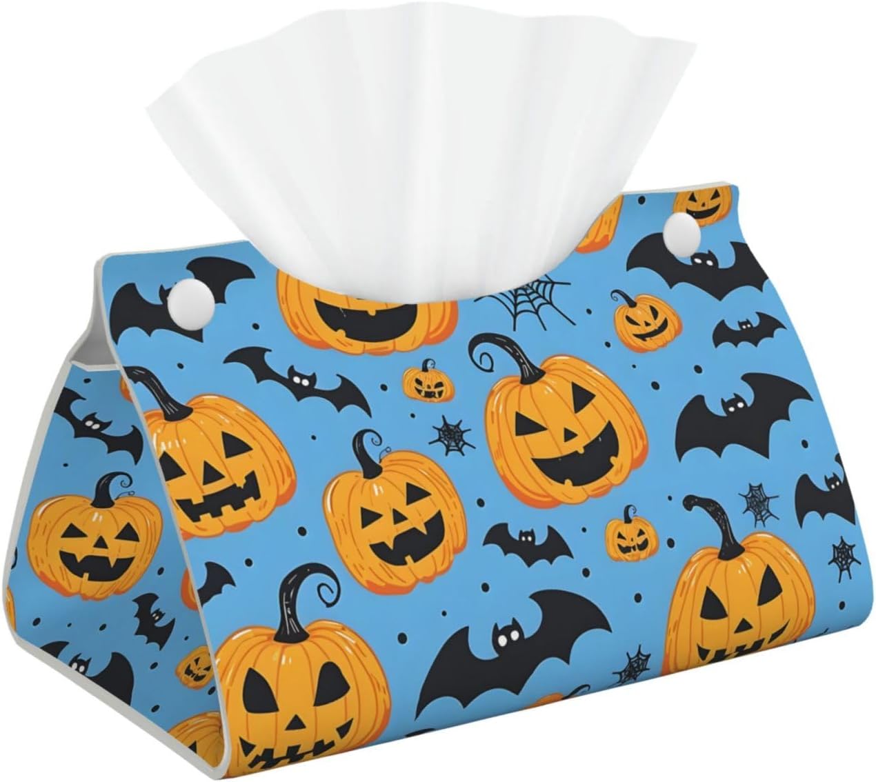 Halloween Bat Spider Web Print Rectangle Tissue Box Cover Rectangular Tissues Boxes Cover Decor Tissue Case Paper Holder Organizer Long Leather Tissue Case Box Cover for Bedroom Dining Office Desk