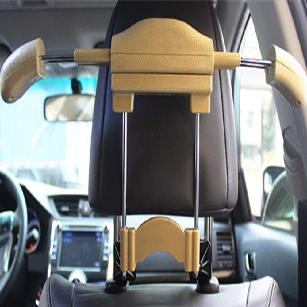 Appendiabiti Per Auto in Acciaio Inox, Appendiabiti Per Auto Regolabili, Poggiatesta, Appendiabiti Per Sedile Posteriore, Completo Di Appendiabiti, 1 Confezione,Beige