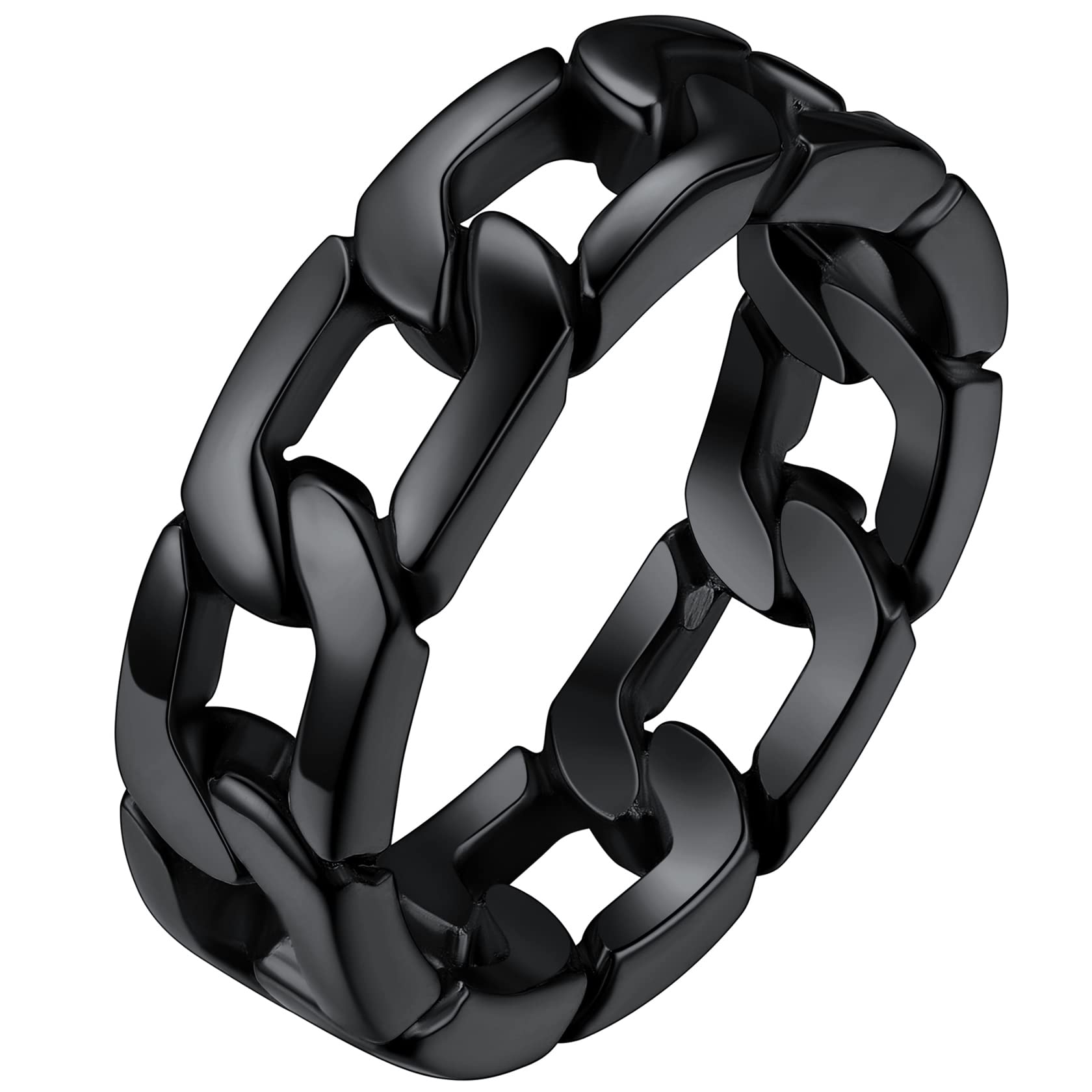 ChainsHouse Stainless Steel Cuban Link Ring,Unisex Design,Tarnish Resistant