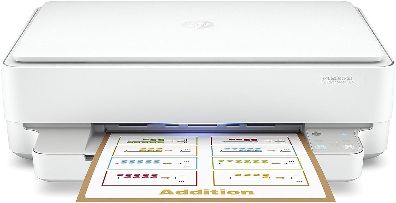 DeskJet Plus Ink Advantage 6075 Printer, All-in-One, Wireless, Print, Copy & Scan Inkjet Printer