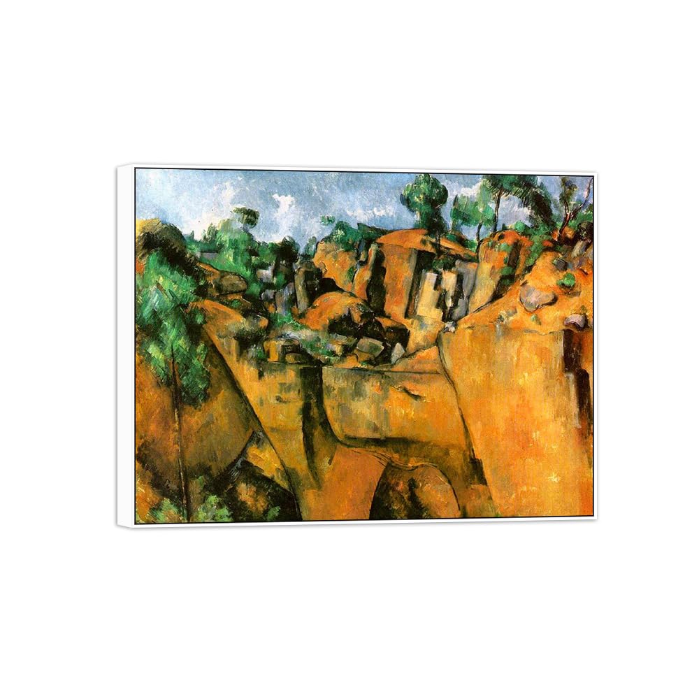 SDYSKKUG Canvas Wall Art Picture Decor Quarry by Paul Cezanne 80x60cm White Frame