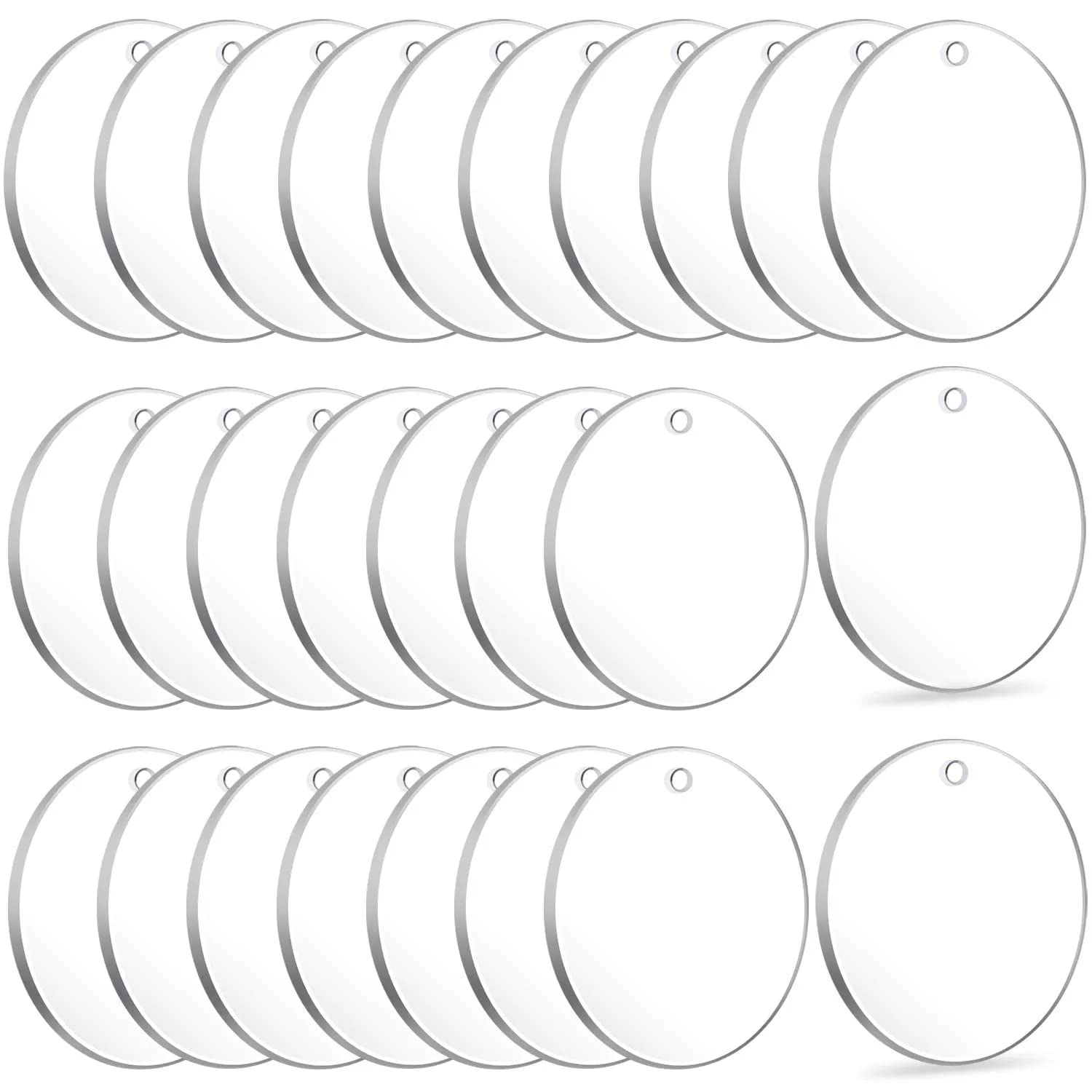 UPHAARFIESTA Acrylic Round Shape Keychain Blanks, Clear Keychains with Whole,