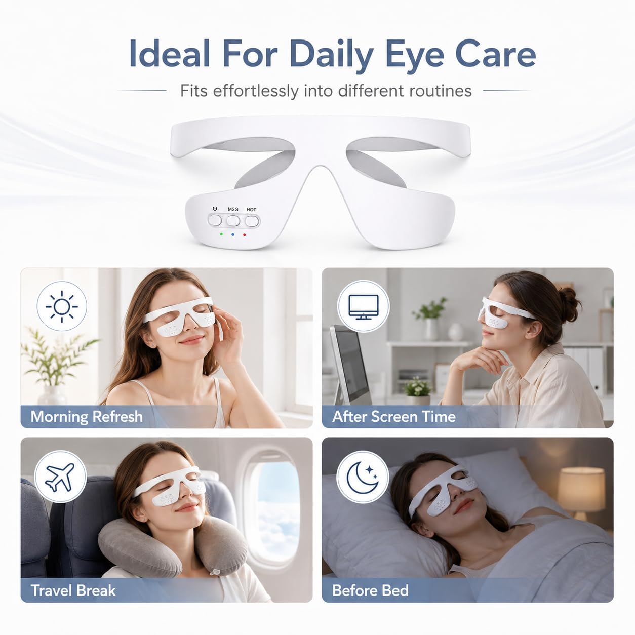 Masajeador De Ojos, Aparato Masaje Ojos, Masajeador Ocular, Masajeador De Ojos Eléctrico, Masajeador Ocular Portátil, Masajeador De Ojos Con Calor, para Relajación En La Oficina