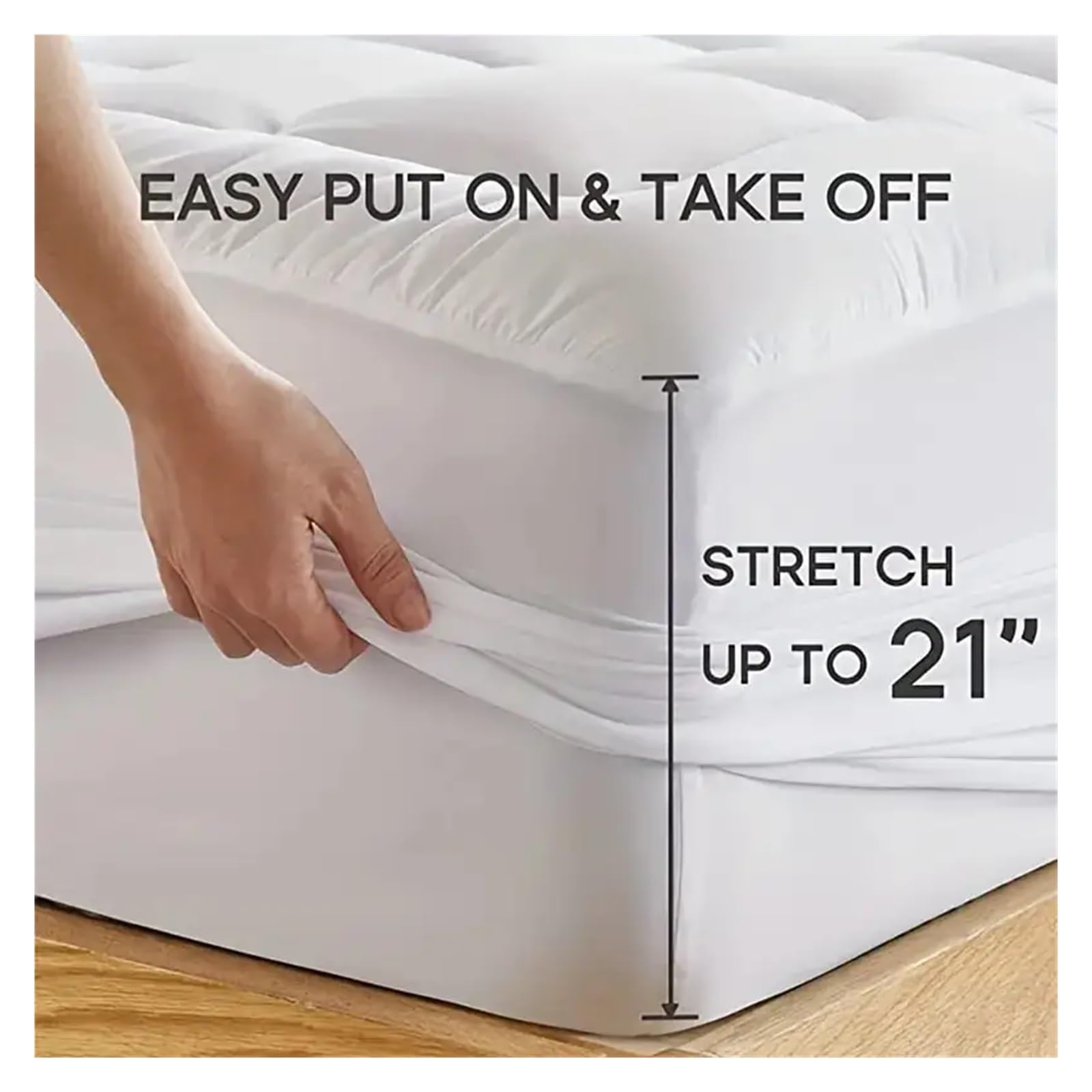 Protector de colchón refrescante, Acolchado y Ajustable, cubrecolchón Transpirable para Cama(Gray,Queen-60x80inch)
