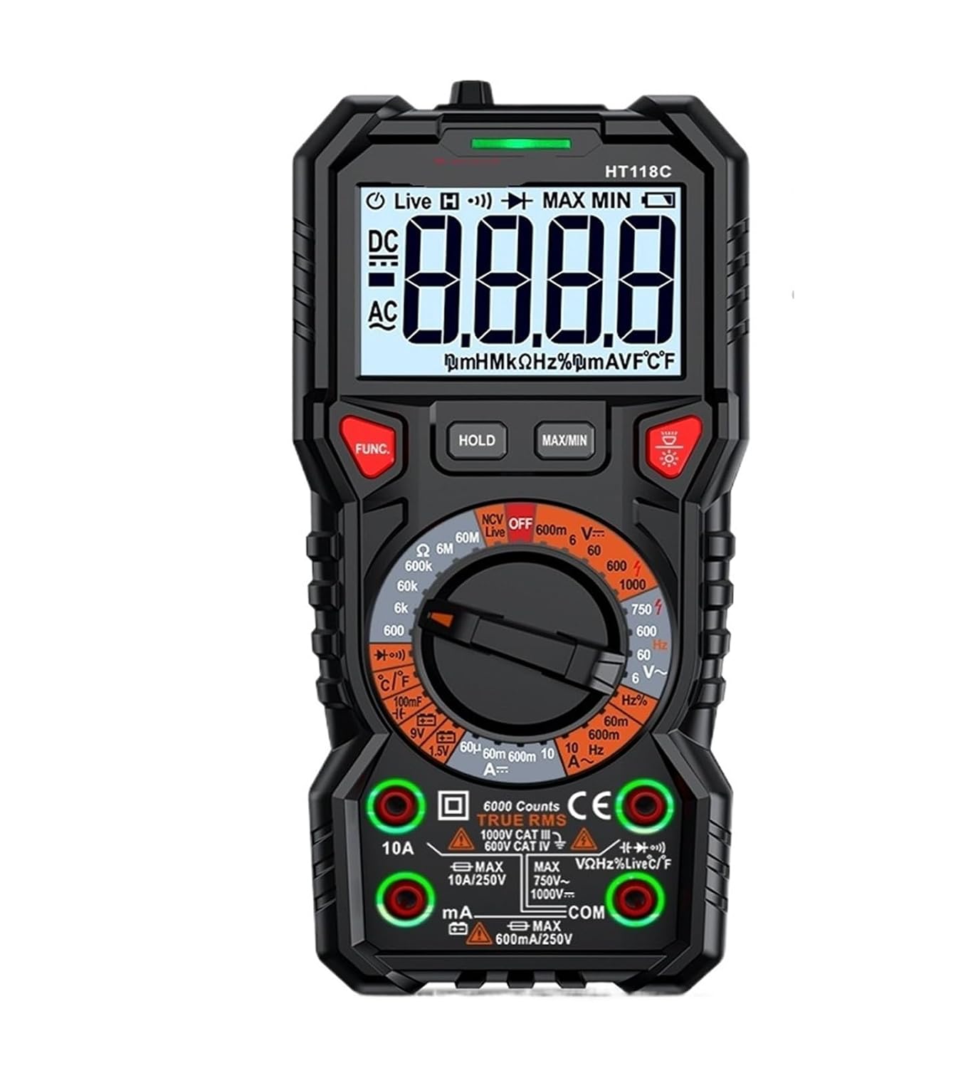 HT118 Digital Multimeter, True 1000V AC/DC, 6000 Counts(HT118E)