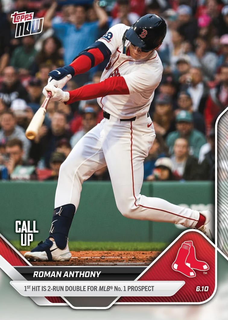 2025 Topps Now Roman Anthony #285 1st Career Hit for MLB Top Prospect Boston Red Sox Rookie RC Baseball Card