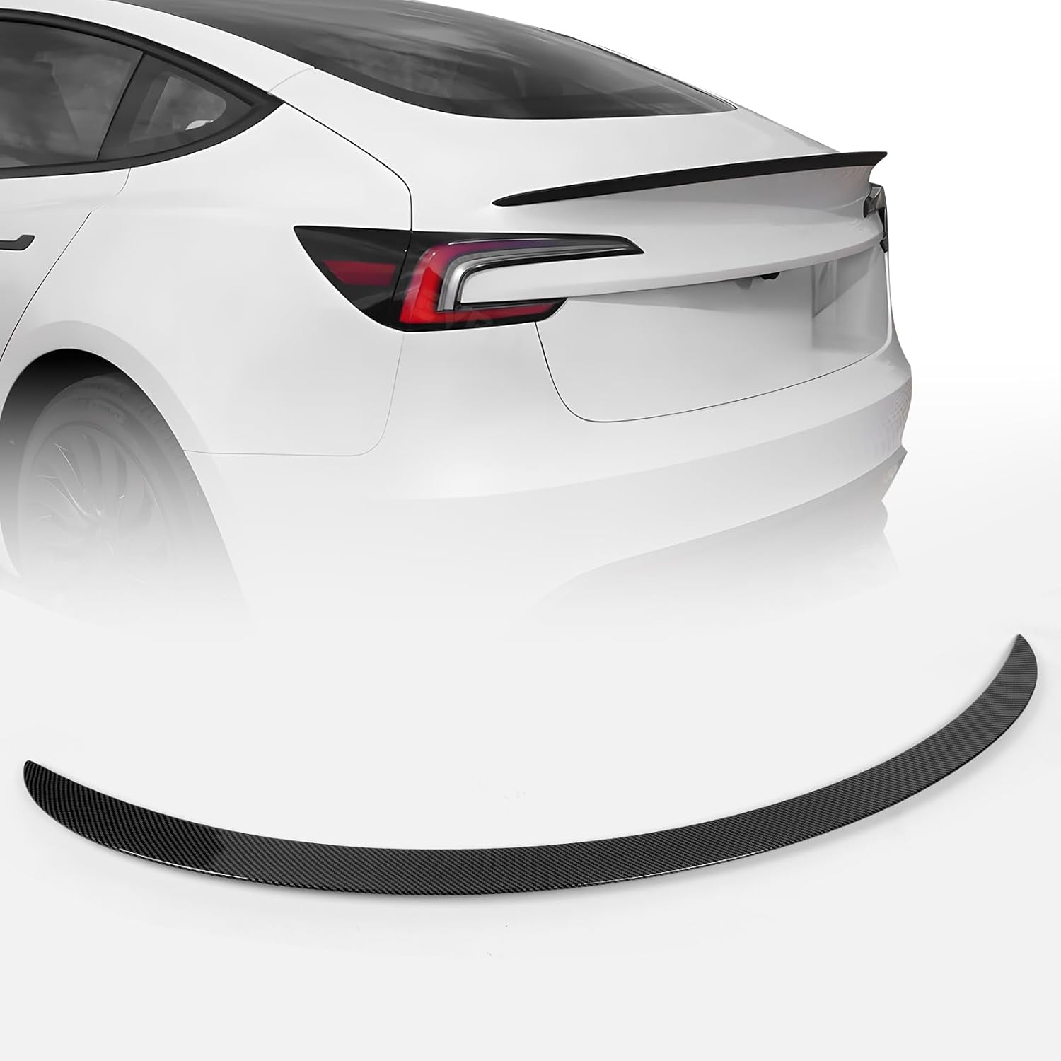 Spoiler Fit for 2024 2025 2026 Tesla Model 3 Highland | Carbon Fiber OEM-Style Rear Wing | Easy Drill-Free Installation