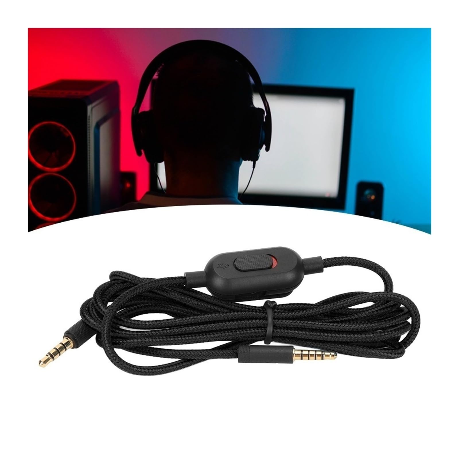 Cable de repuesto trenzado de 3,5 mm a 3,5 mm con micrófono de control de volumen para Logitech G Pro X G Pro G433 G233 (azul)