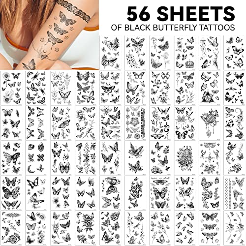 Emome 700+ Styles Butterfly Temporary Tattoos For Women,112 Sheets Fake Tattoos That Look Real And Last Long,Tiny Waterproof Colorful Butterfly Tattoos And Arm Neck Hand Tattoo Stickers For Adults Girls #TOP1