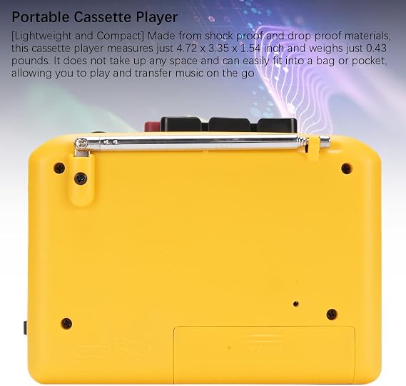 GOWENIC Portable Cassette Player Tape Recorder, Retro Tape Player with AM FM Radio, Headphone Jack, Built in Speaker & Microphone, DC or Battery Powered