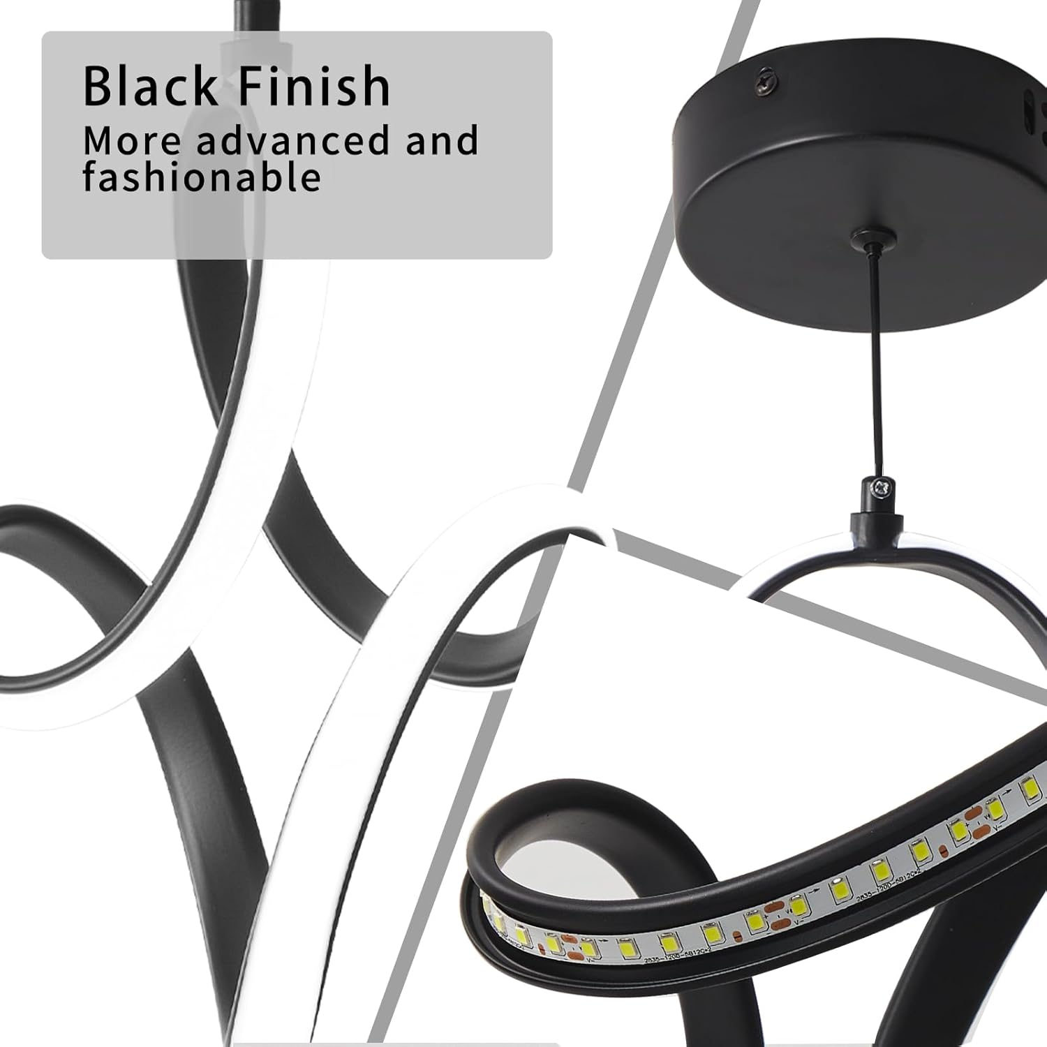 Modern Led Pendant Light 5500K Cold White Kitchen Island Pendant Light Fixtures Adjustable Height Led Pendant Lamp for Kitchen Island Dining Room Hanging Light, 1 Pack (Black)