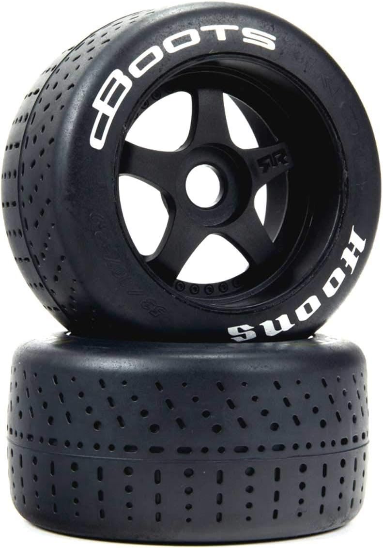 dBoots Hoons 53/107 2.9 Pre-Mounted Belted Tires, Silver, 17mm Hex, 5-Spoke (2), ARA550084, Black