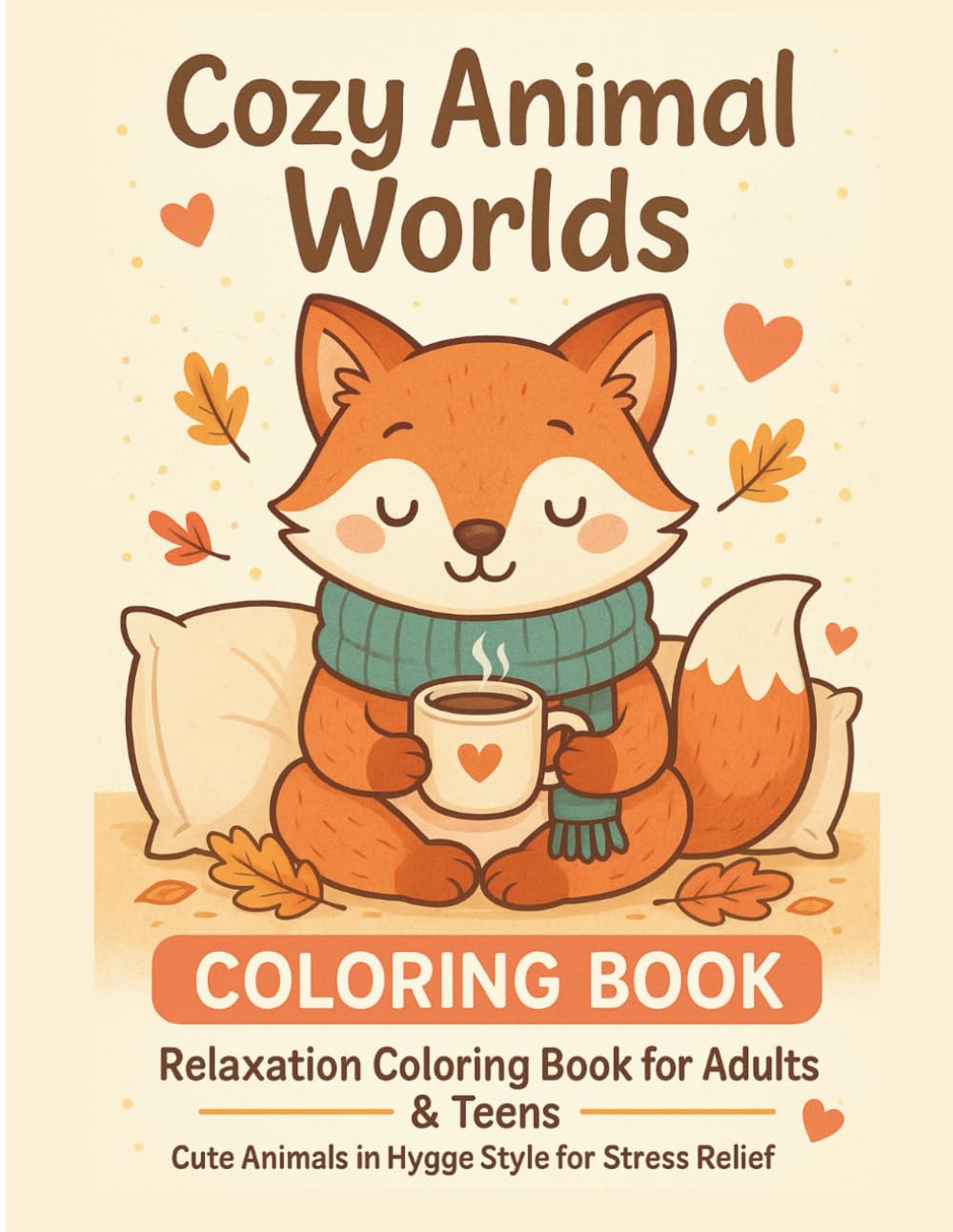Cozy Animal Worlds: Relaxing Coloring Book for Adults & Teens – Cute Hygge Animals to Color, Unwind & Feel Calm