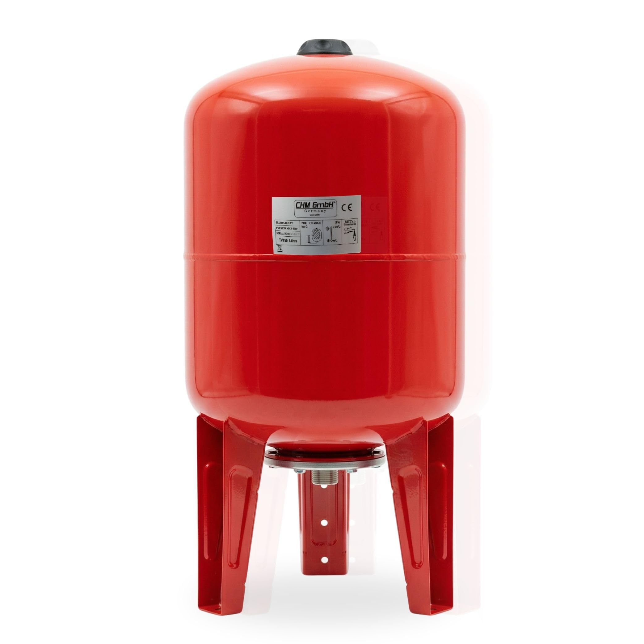 Chaudière à membrane verticale de 50 l, réservoir en acier, chaudière sous pression max. 6 bar Vase d'expansion debout
