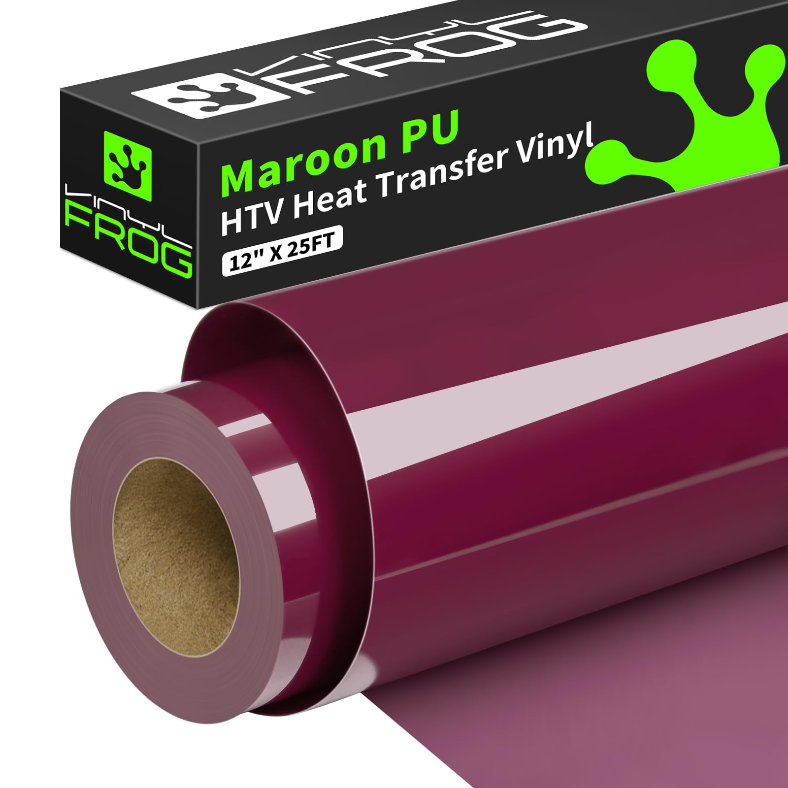 VINYL FROG Maroon Heat Transfer Vinyl Roll 12" x25ft Burgundy Iron on Vinyl