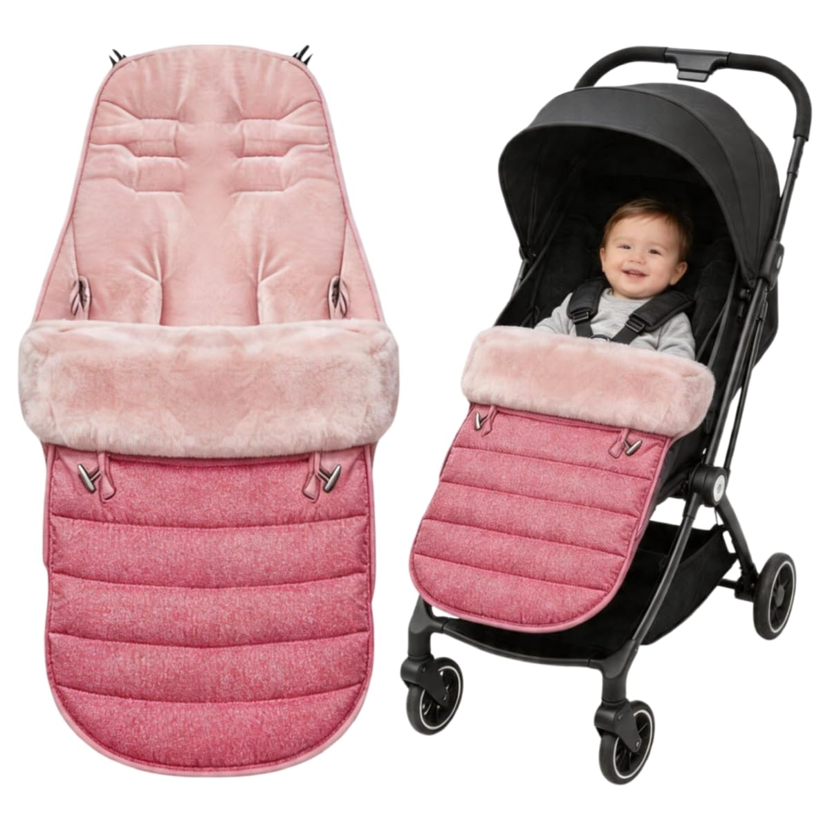 Chancelière universelle imperméable pour poussette, coupe-vent, résistante au froid, amovible, toutes saisons, chaude et confortable pour les tout-petits, pour chancelière, rose, 42x90 cm