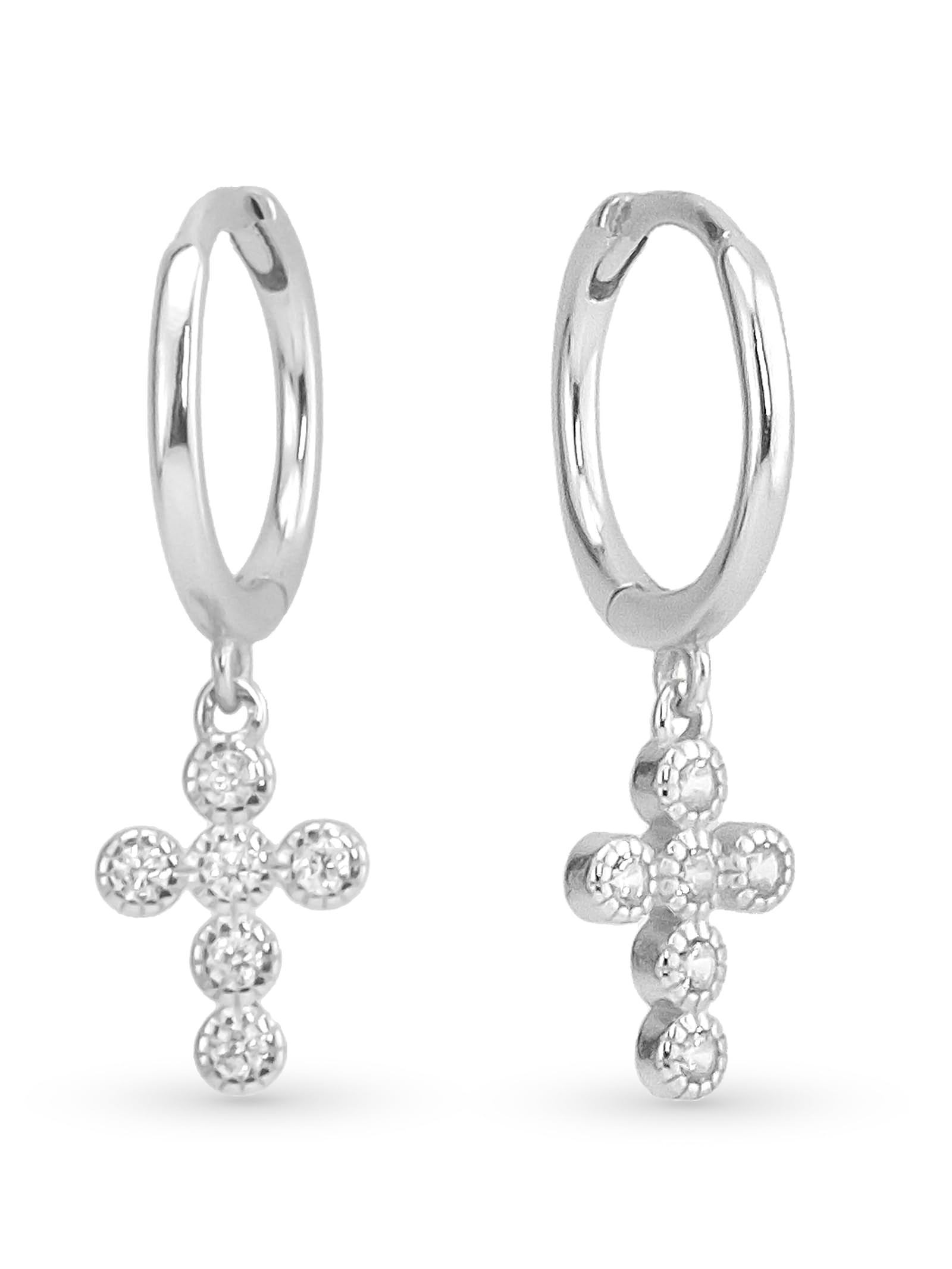UNIQA JEWELS Pendientes de aro pequeños con colgante de plata de ley 925, pendientes hipoalergénicos para mujeres y niñas, joyas regalo para ella
