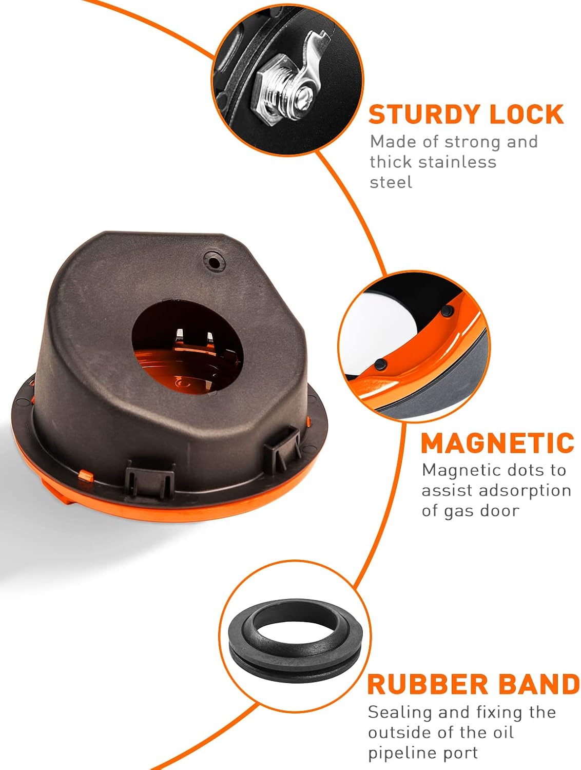 Savadicar Locking Gas Cap Cover, Fuel Filler Tank Door with Lock Compatible with 2018-Present Jeep Wrangler JL JLU 4XE 2 and 4 Door, ABS + Aluminum Alloy Structure, Replacement Accessories, Orange