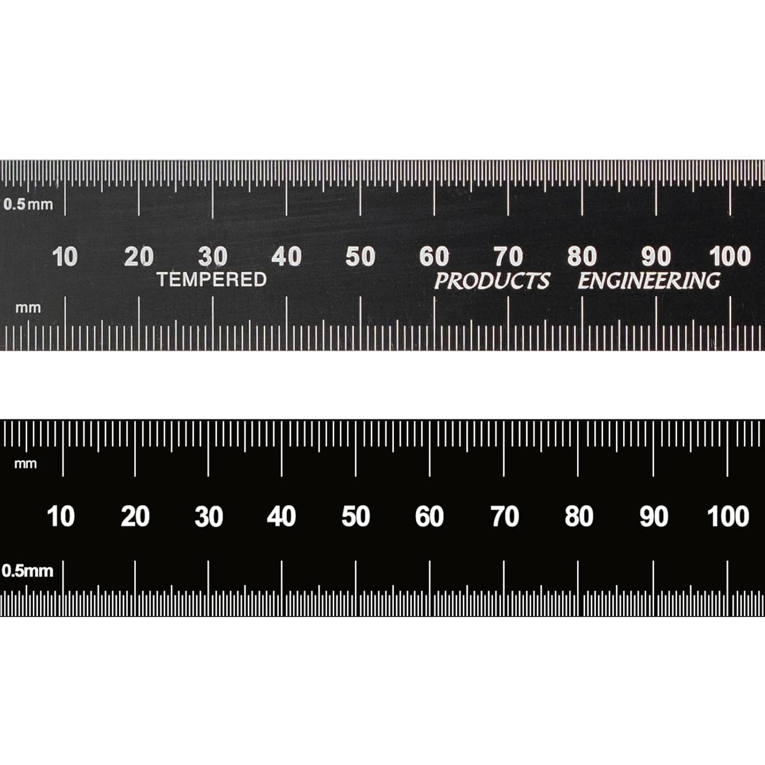 PEC Tools 300mm (12in) Stainless Steel Ruler, High Contrast, 0.035" Thick X 1" Wide, Dual-Sided Markings of 0.5mm and 1mm, Clear Graduations, Made in USA