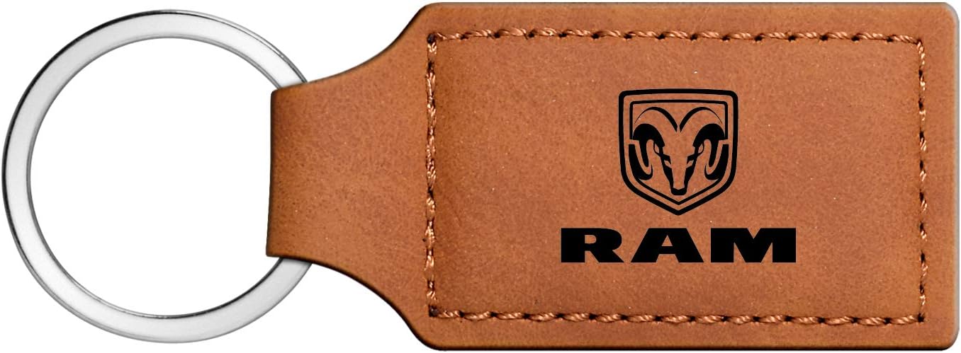 iPick Image for RAM Rectangular Brown Leather Key Chain - Official Licensed