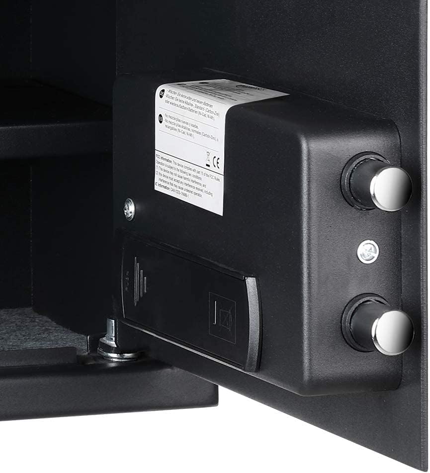 Amazon Basics Biometric Safe Home and Commercial Fingerprint Safe 14L (13.8W x 9.8D x 9.8H inches) Steel, Black