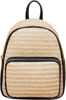 Mochila de tecido, bolsa de ombro de tecido, bolsa de praia feminina grande de palha feita à mão, mochila de tecido, bolsa de mão para o verão, mochila para meninas, Preto