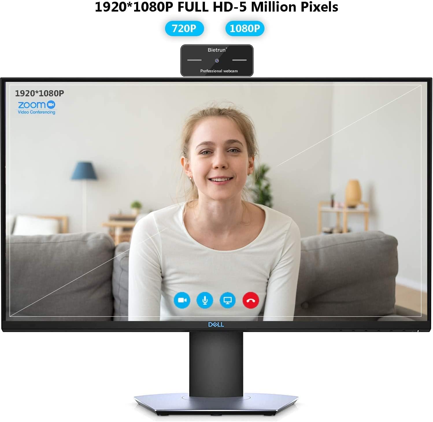 1080p Webcam With Microphone＆Privacy Cover, UHD Desktop Streaming Webcam,30fps,145°Wide Angle,2 Megapixel,USB Computer Web Camera for PC/Laptop/Desktop/Mac, Skype, Video Call, Meeting, Zoom(Plug＆Play)