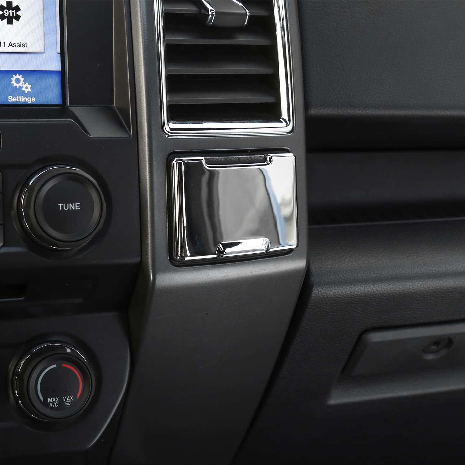 Voodonala Chrome Central Electrical Outlet Socket Trim Smoking Lighter Hole Cover for Ford F150 2015-2020