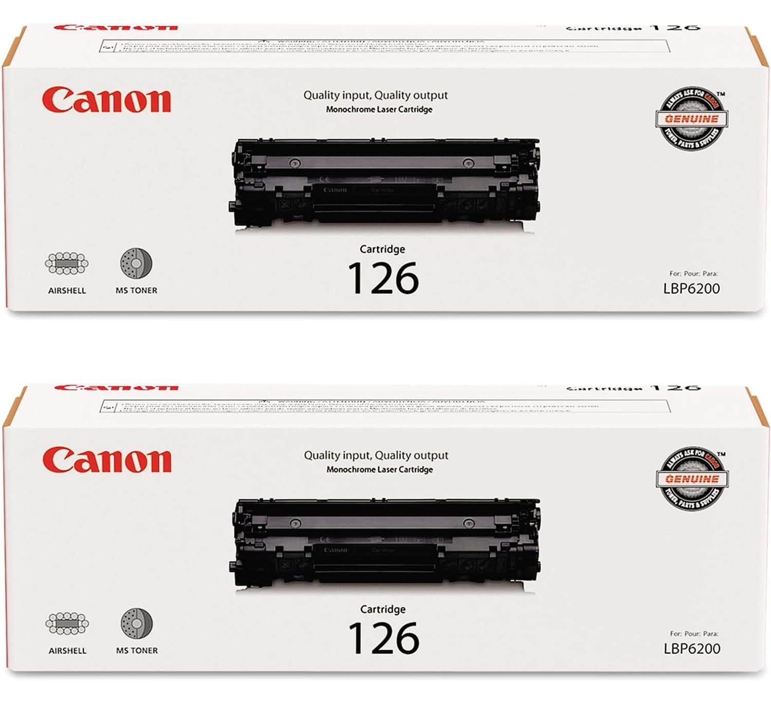 Canon CRG-126 Black Toner Cartridge, 3483B001AA, 2-Pack