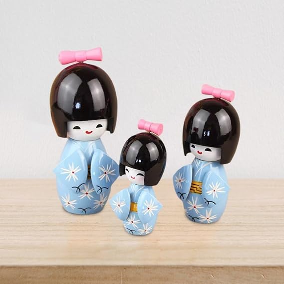 Kokeshi Doll, Wooden Kimono Doll, Japanese Doll, Japanese Style, Color Puppet, Traditional, Geisha Figure, Wedding Decoration, Figurine, Home Decoration, Set of 3