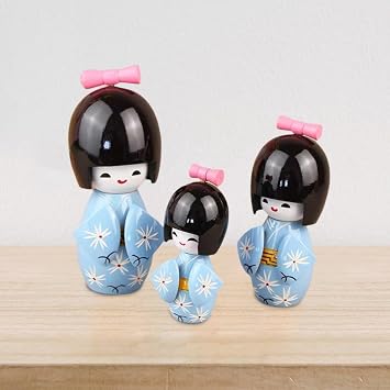 Kokeshi Doll, Wooden Kimono Doll, Japanese Doll, Japanese Style, Color Puppet, Traditional, Geisha Figure, Wedding Decoration, Figurine, Home Decoration, Set of 3