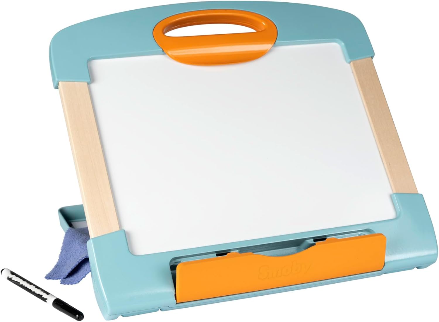 Smoby - Wooden Travel Board - Erasable and Magnetic Board for Children - Educational Game - Modular and Portable - Marker and Fabric - (7600410712)