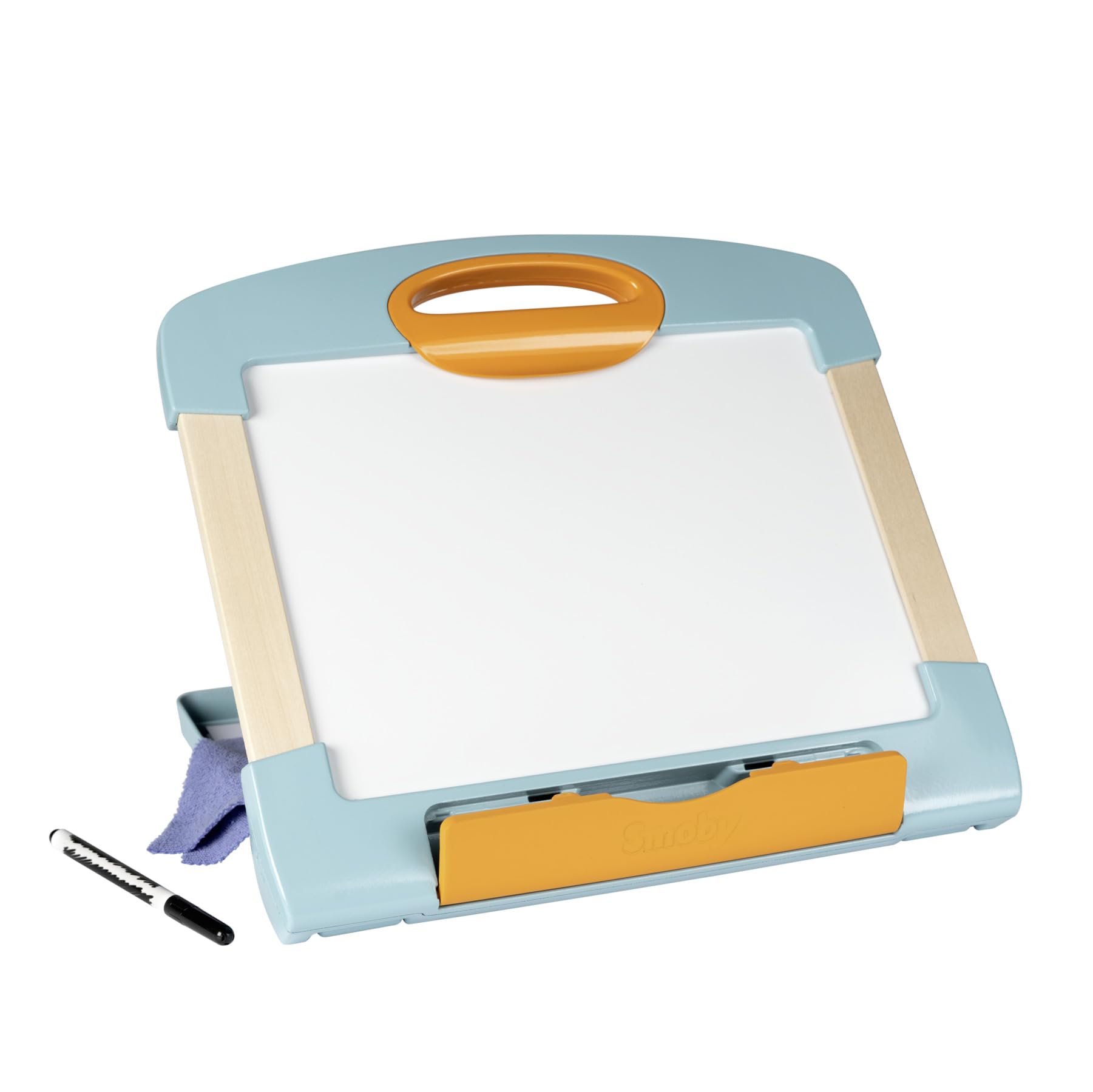 Smoby - Pizarra de viaje de madera - Pizarra borrable e imantada para niños - Juego educativo - Modular y transportable - Rotulador y tela - (7600410712)