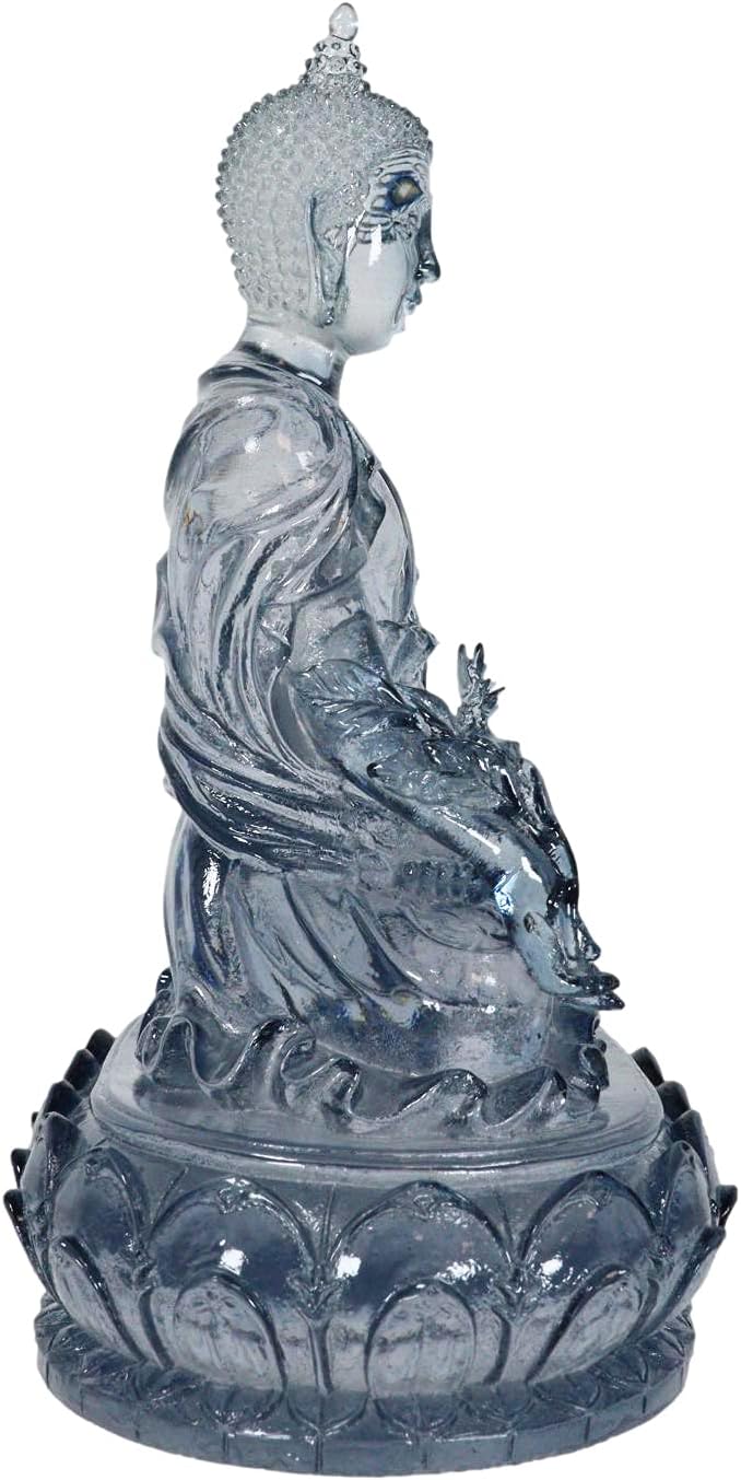 Ebros Gift Acrylic Blue Translucent Akshobhya Bhaiṣajyaguru Medicine Buddha of Healing and Purity Figurine for Home Altar Zen Decoration Eastern Enlightenment Amitabha Buddhist Statue