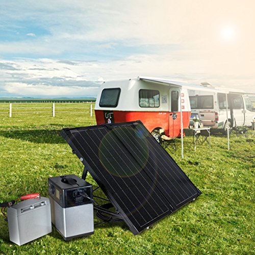 Acopower Hys60-12Mb 60W Foldable Panel, 12V Battery And Generator Ready Suitcase With Charge Controller Portable Solar Kit, Sliver #TOP6