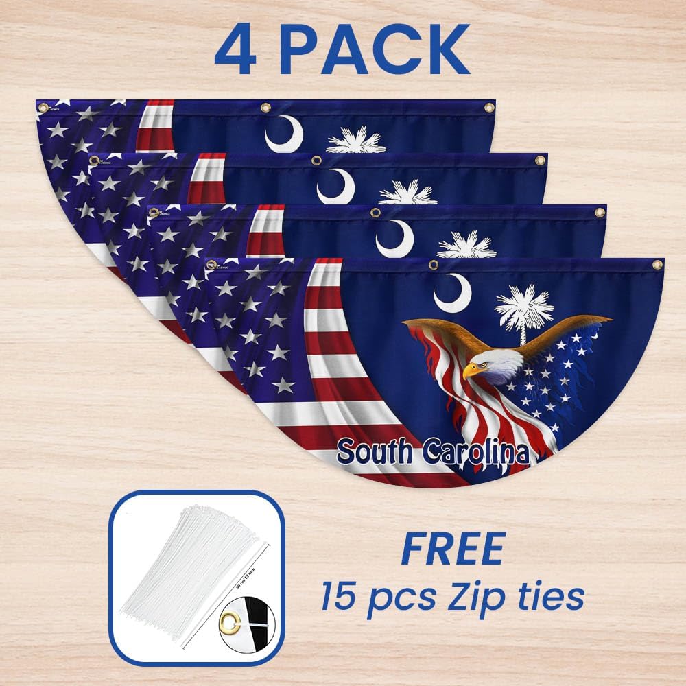 American Flag South Carolina Eagle Non-Pleated Fan Flag MLN2942FL, 1.5x3 ft, 1 Pack Suitable for Outdoor and Indoor