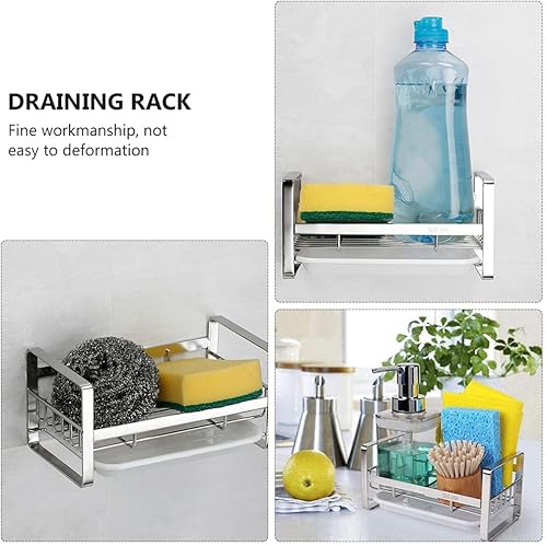 Miniatura 6 de Soporte de esponja para fregadero, cesta de fregadero de cocina, estante de almacenamiento de cocina, estante de almacenamiento de cocina, soporte