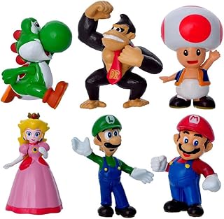 6Pcs/Lot Super Mario Bros PVC Action Figures Toys Yoshi Peach Princess Luigi Donkey Kong Model Cartoon Dolls