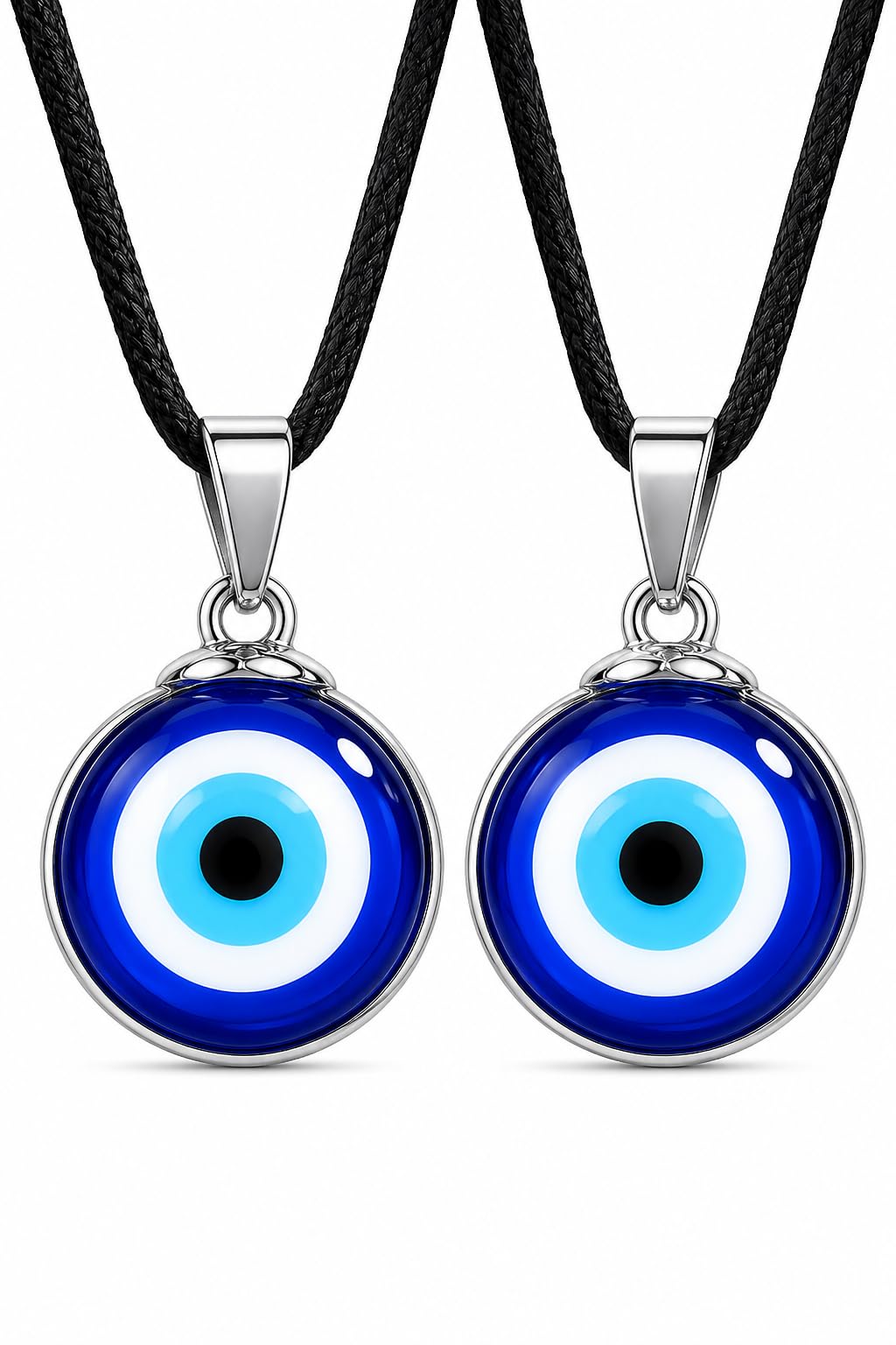 Madhvira Blue Evil Eye Nazar Battu Locket for Men & Women | Adjustable Black Rope Thread Dori Necklace | Evil Eye Pendant | Traditional Nazar Suraksha Design | Pack of 2-image-34