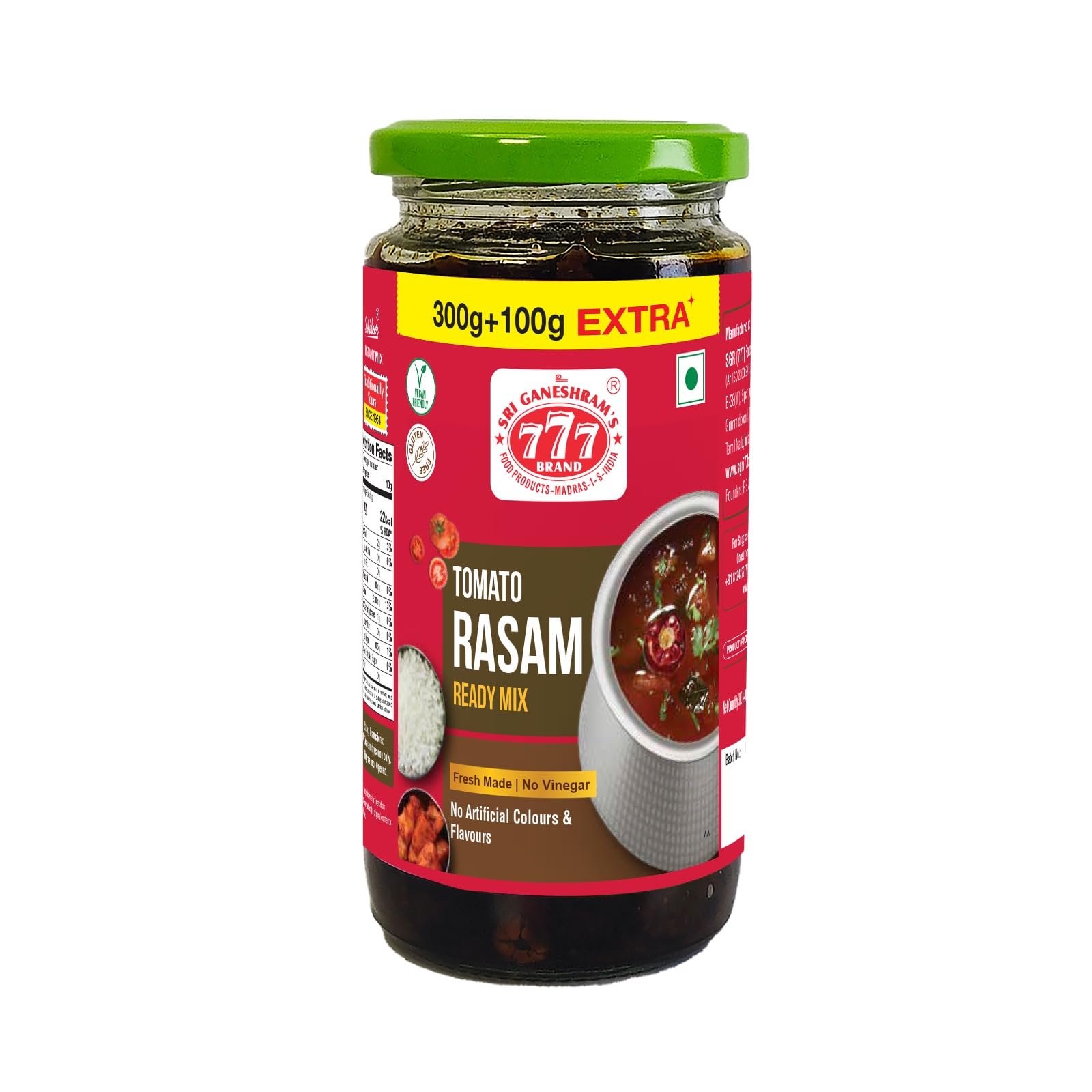 777 Tomato Rasam Paste 400g (300g + 100g Extra) Pack of 2 | Thakkali Rasam Mix | Instant Tomato Soup Base | Total 800g